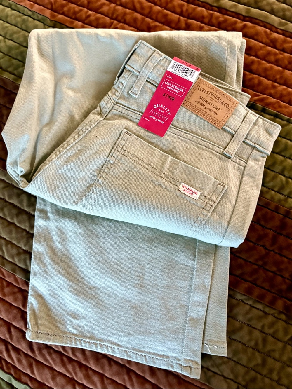 NWT Levi Strauss Signature stretch denim barrel size 6 khaki green